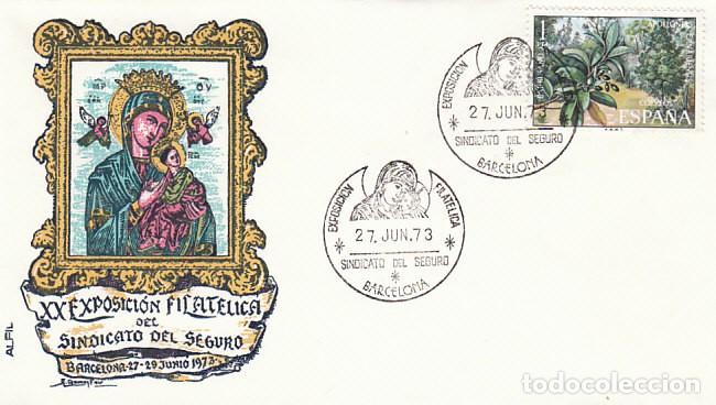 Sellos: A&Ntilde;O 1973, BARCELONA, VIRGEN DEL PERPETUO SOCORRO, PATRONA DEL SEGURO, SOBRE DE ALFIL