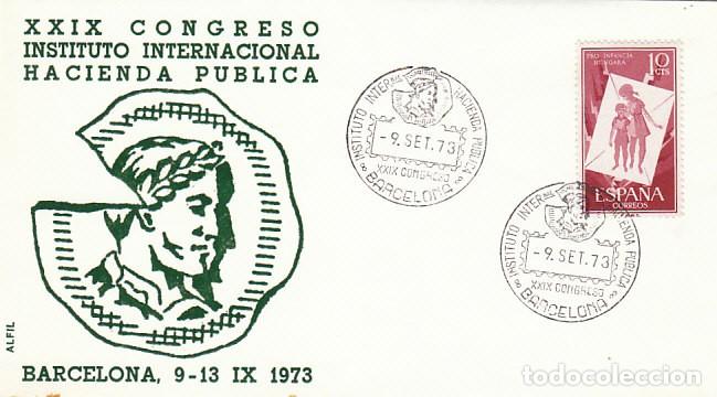 Sellos: A&Ntilde;O 1973,BARCELONA, IINSTITUTO INTERNACIONAL DE LA HACIENDA PUBLICA, MONEDA, SOBRE DE ALFIL