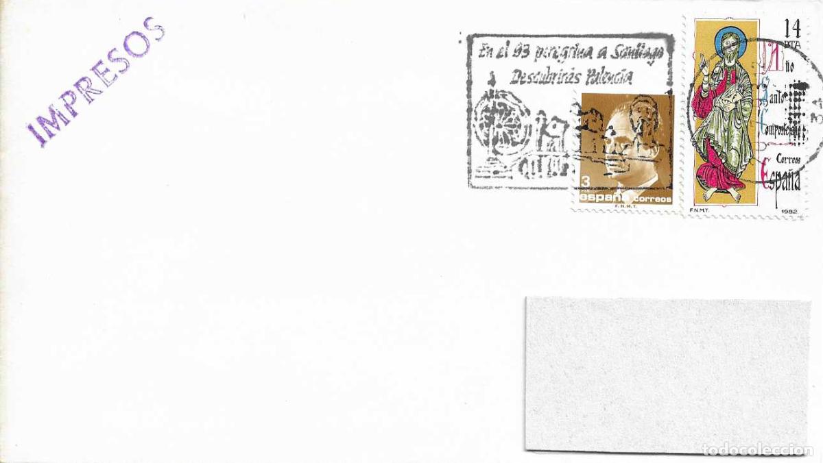 Sellos: EL CAMINO EN EL 93 PEREGRINA A SANTIAGO DESCUBRIRAS, PALENCIA 1993 RARO MATASELLOS RODILLO SOBRE VER