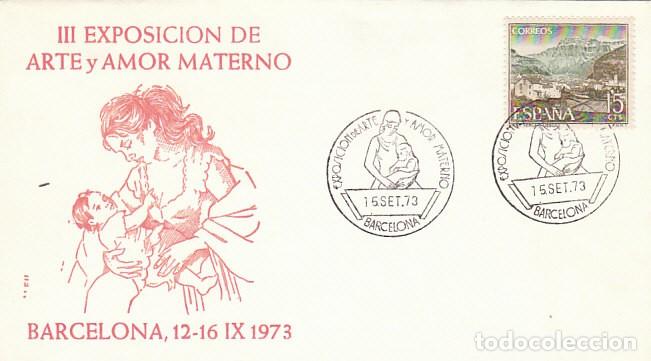 Sellos: A&Ntilde;O 1973, BARCELONA, ARTE Y AMOR MATERNO, SOBRE DE ALFIL