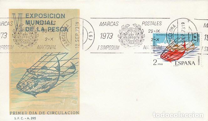 Sellos: A&Ntilde;O 1973, BARCELONA, SIMPOSIO SOBRE MARCAS POSTALES, RODILLO, SFC, ES PRIMER DIA DEL SELLO