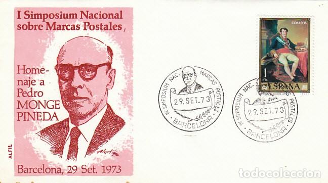 Sellos: A&Ntilde;O 1973, BARCELONA, SIMPOSIO SOBRE MARCAS POSTALES, SOBRE DE ALFIL
