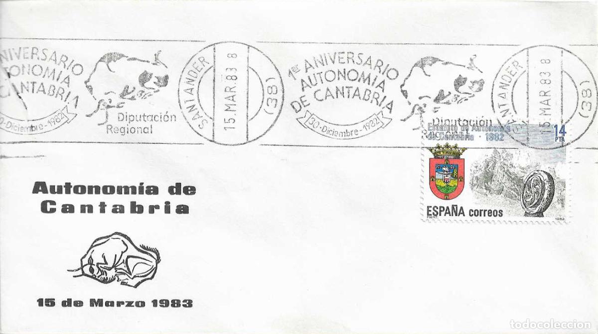 Sellos: ESTATUTO DE AUTONOMIA DE CANTABRIA 1983 (EDIFIL 2687) EN SPD MATASELLOS RODILLO SANTANDER RARO ASI