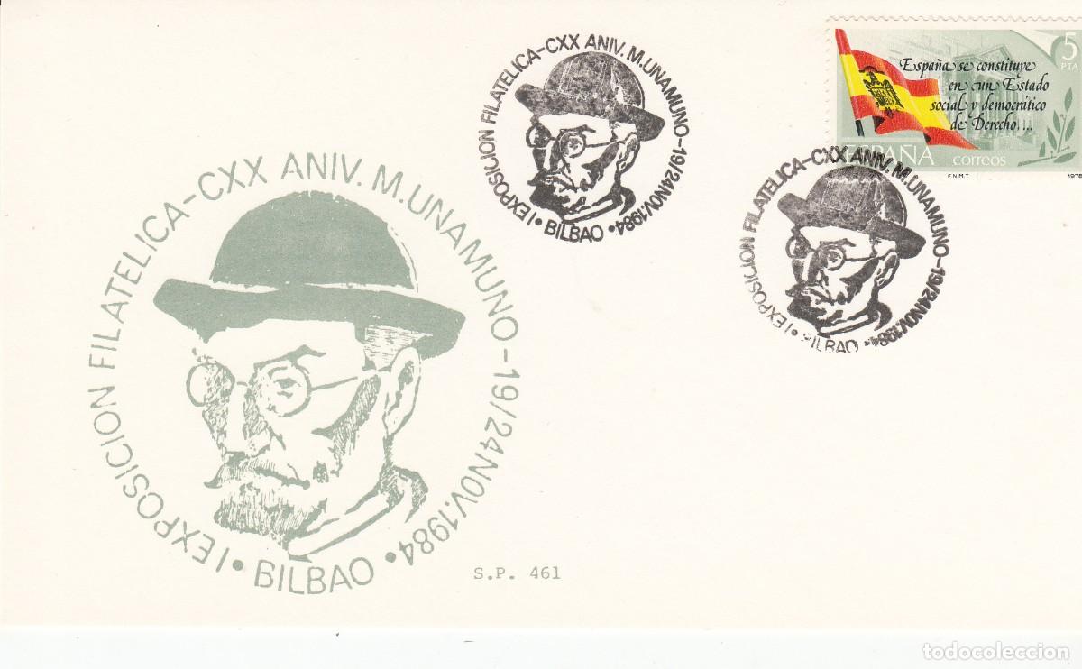 Sellos: MATASELLOS EXPOSICI&Oacute;N FILAT&Eacute;LICA CENTENARIO UNAMUNO - BILBAO - 1984