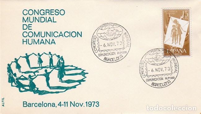 Sellos: A&Ntilde;O 1973, BARCELONA, CONGRESO MUNDIAL DE COMUNICACION HUMANA, SOBRE DE ALFIL