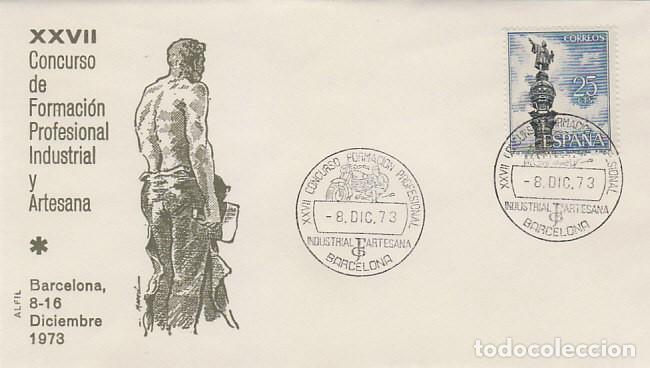 Sellos: A&Ntilde;O 1973, BARCELONA, REPARACION DE UNA MOTO, FORMACION PROFESIONAL, SOBRE DE ALFIL