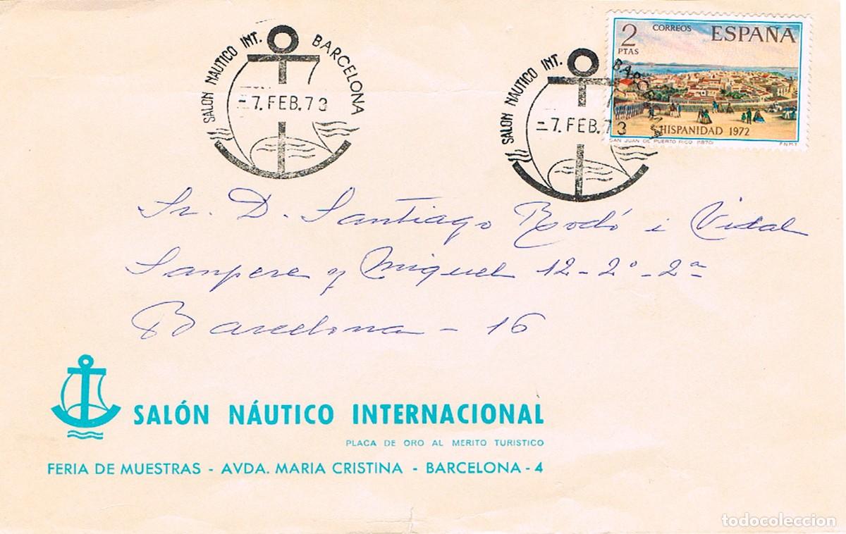 Sellos: A&Ntilde;O 1973, BARCELONA, SALON NAUTICO, EN SOBRE COMERCIAL DEL PROPIO SALON, MUY RARO ASI