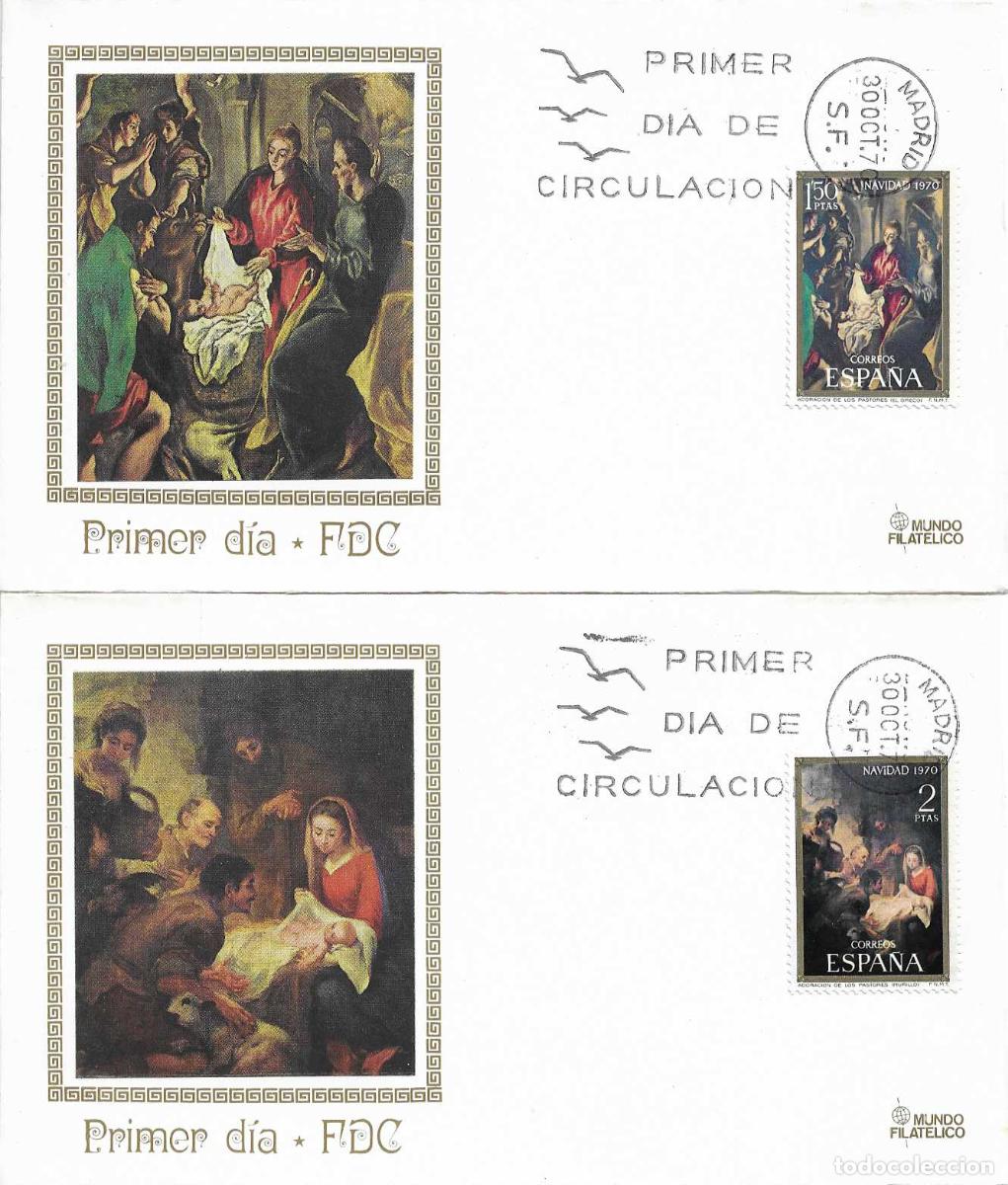 Sellos: NAVIDAD 1970 PINTURA EL GRECO Y MURILLO (EDIFIL 2002/03) EN DOS SPD MUNDO FILATELICO RELIGION XZX