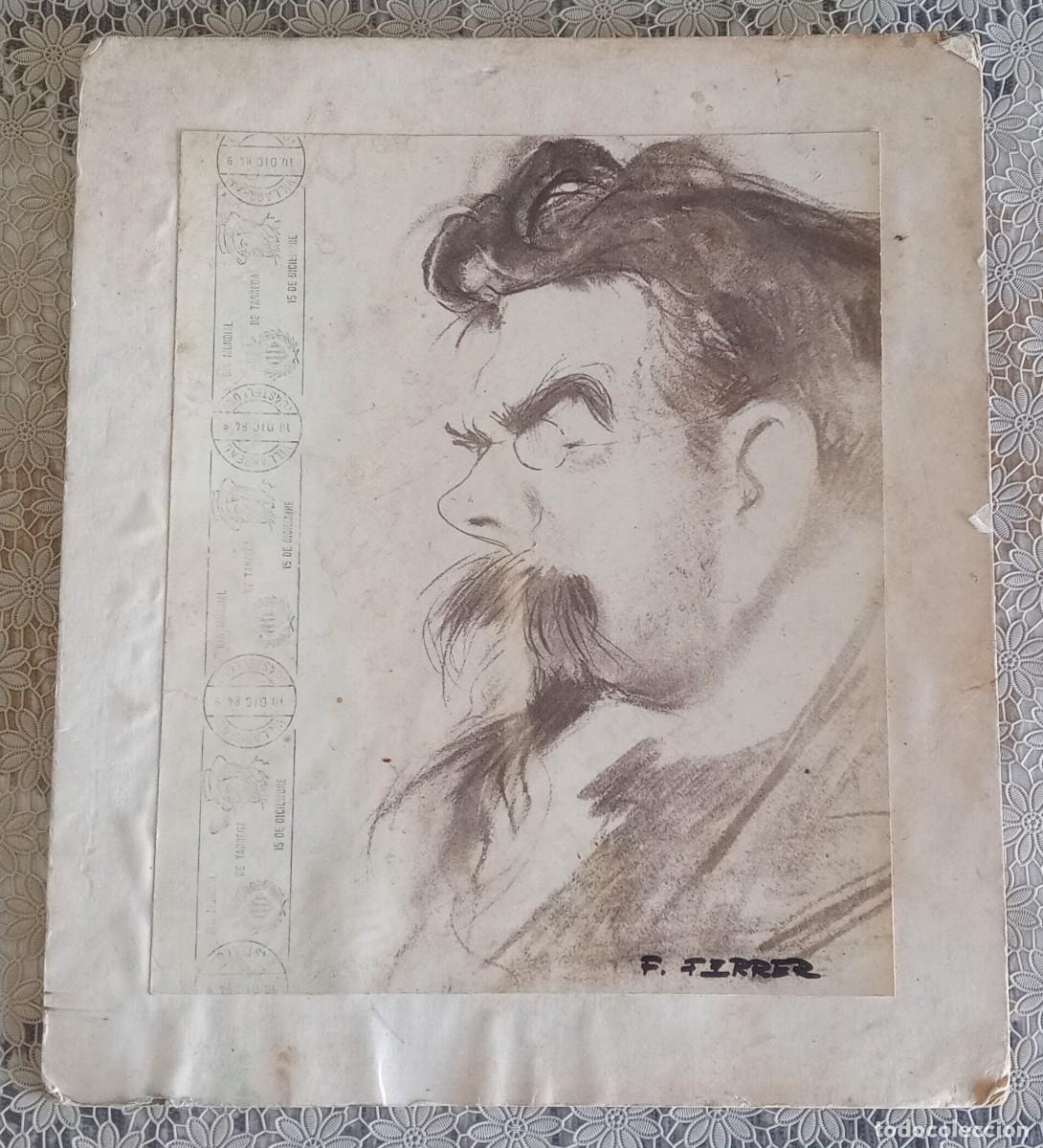 Sellos: L&aacute;mina dibujo Conmemorativa Francisco T&aacute;rrega Vila-real 1984 Matasellos Especial firmado F. Ferrer