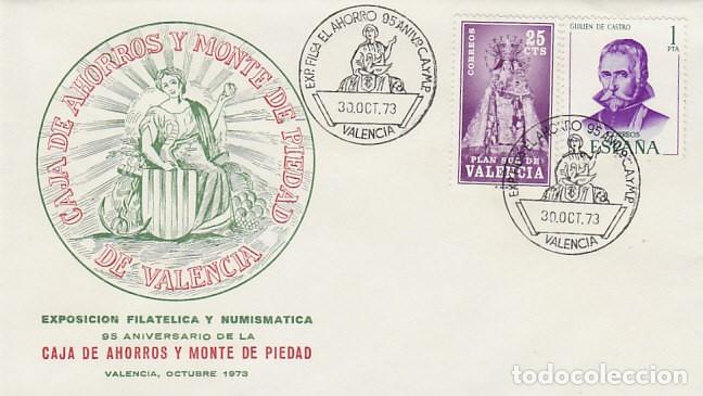 Sellos: A&Ntilde;O 1973, VALENCIA, 95 ANIVERSARIO DE LA CAJA DE AHORROS DE VALENCIA, SOBRE OFICIAL