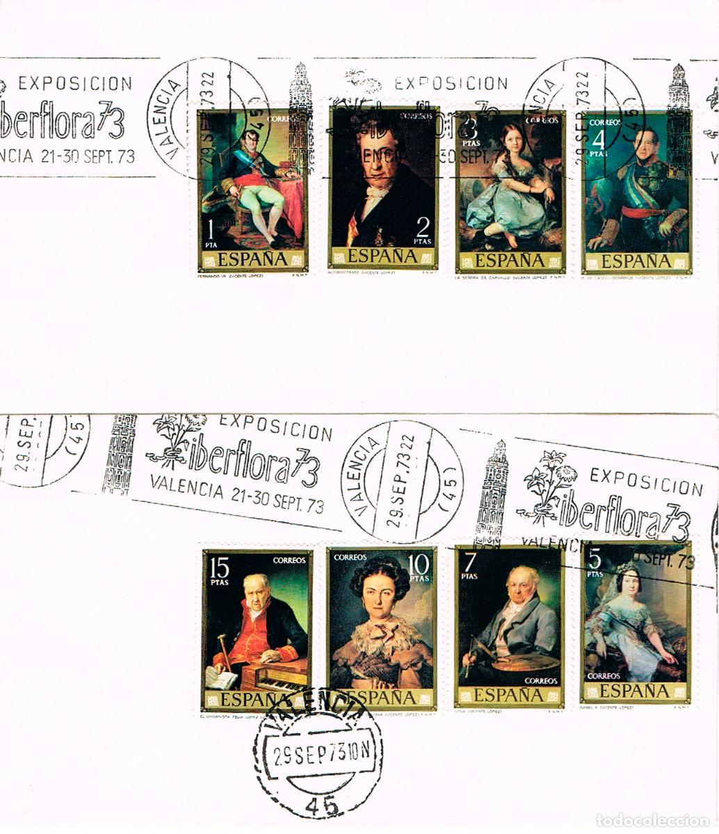 Sellos: A&Ntilde;O 1973, IBERFLORA EN vALENCIA, R0DILLO, CON LA SERIE COMPLETA DE VICENTE LOPEZ