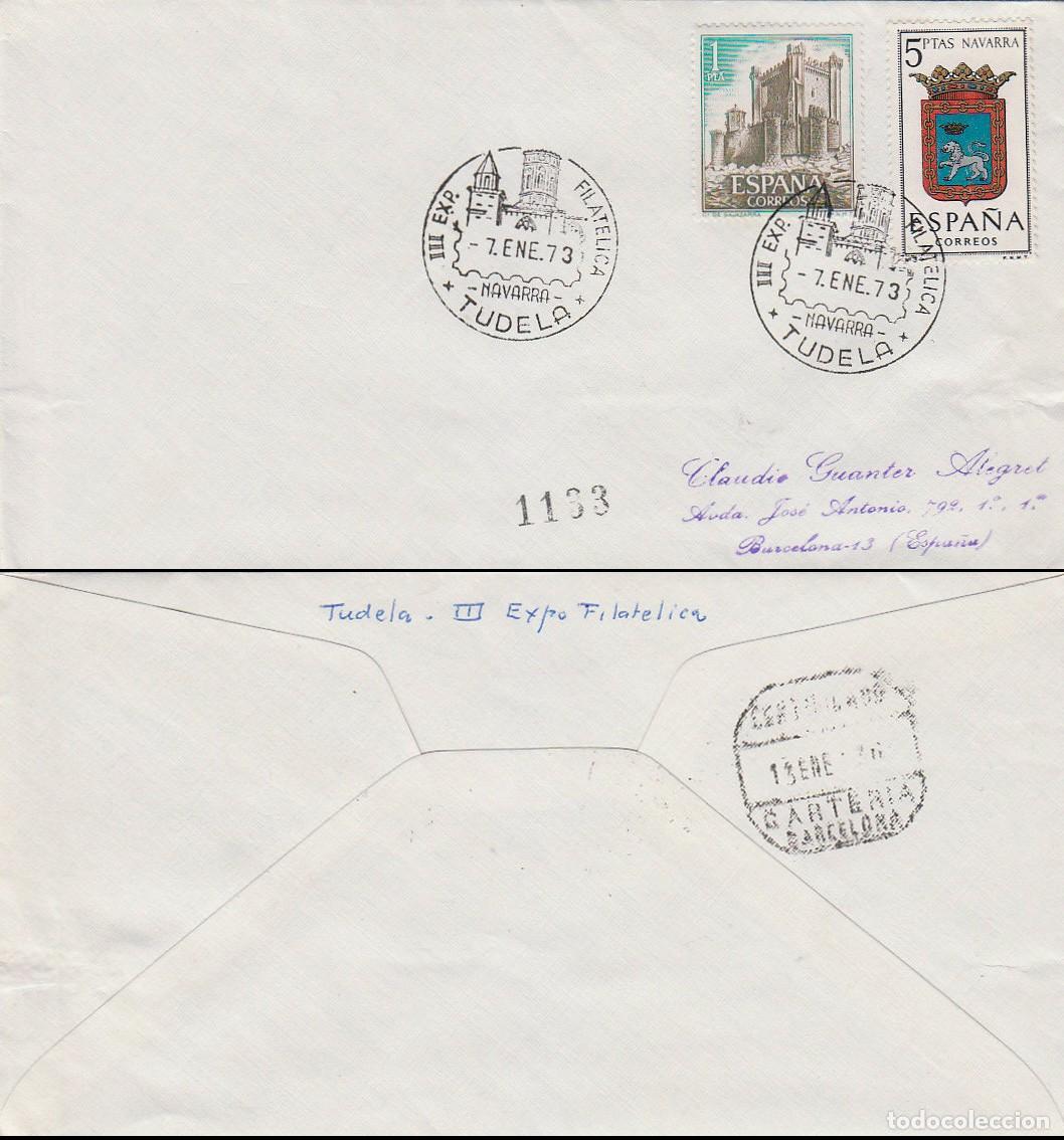 Sellos: A&Ntilde;O 1973, TUDELA (NAVARRA), TORRE MONREAL, CIRCULADO