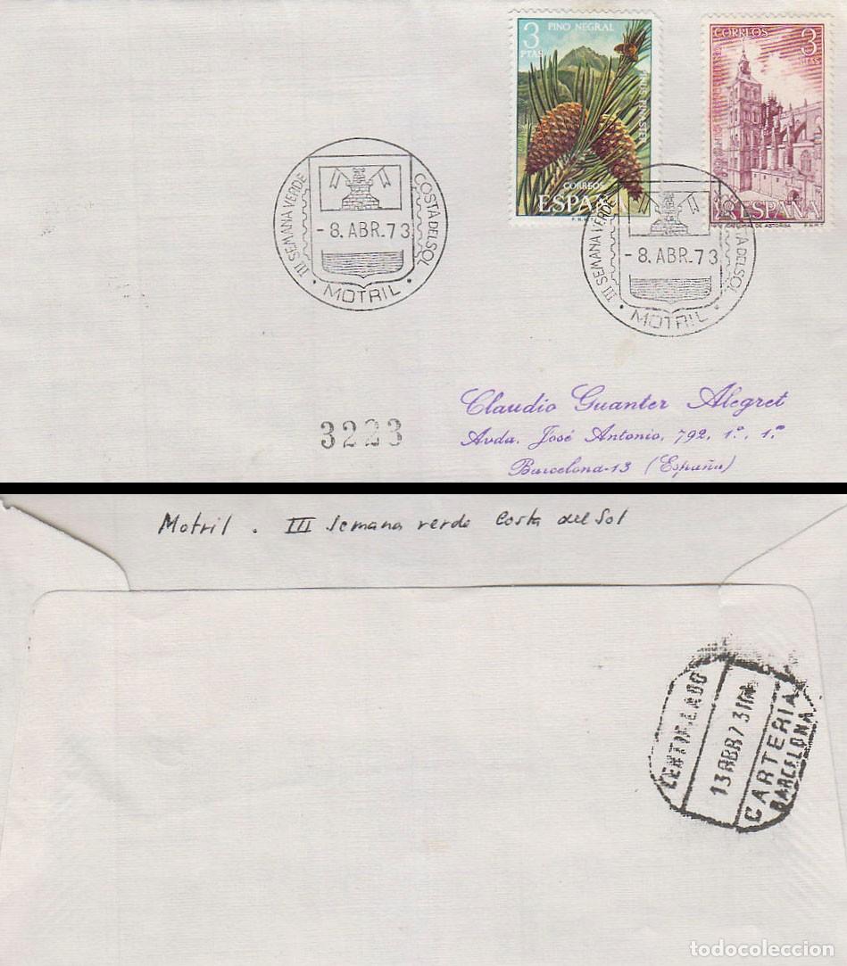 Sellos: A&Ntilde;O 1973, MOTRIL (GRANADA), SEMANA VERDE DE LA COSTA DEL SOL. SOBRE CIRCULADO