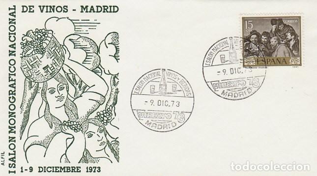 Sellos: A&Ntilde;O 1973, MADRID, VINOS Y BEBIDAS, PRIMER SALON MONOGRAFICO, SOBRE DE ALFIL