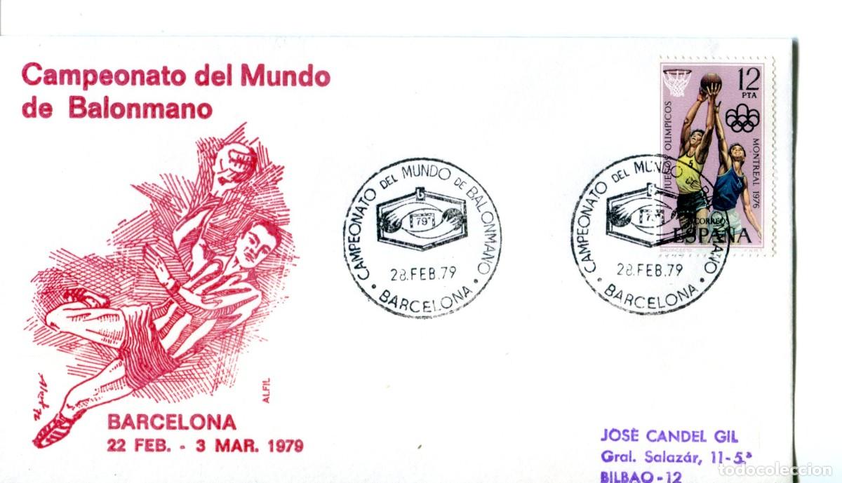 Sellos: 1979 BARCELONA - CAMPEONATO DEL MUNDO DE BALONMANO'79 fecha 28 FEB - SOBRE ALFIL