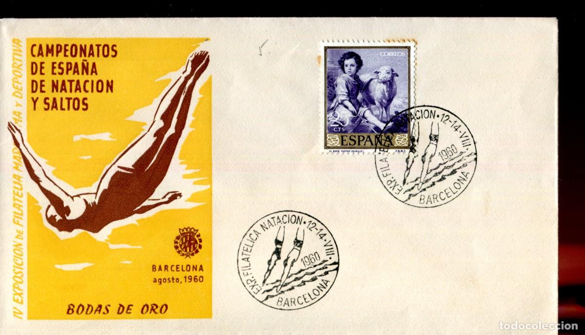 Sellos: 1960 BARCELONA - IV EXPOSICION FILATELICA CAMPEONATOS DE ESPA&Ntilde;A DE NATACION Y SALTOS