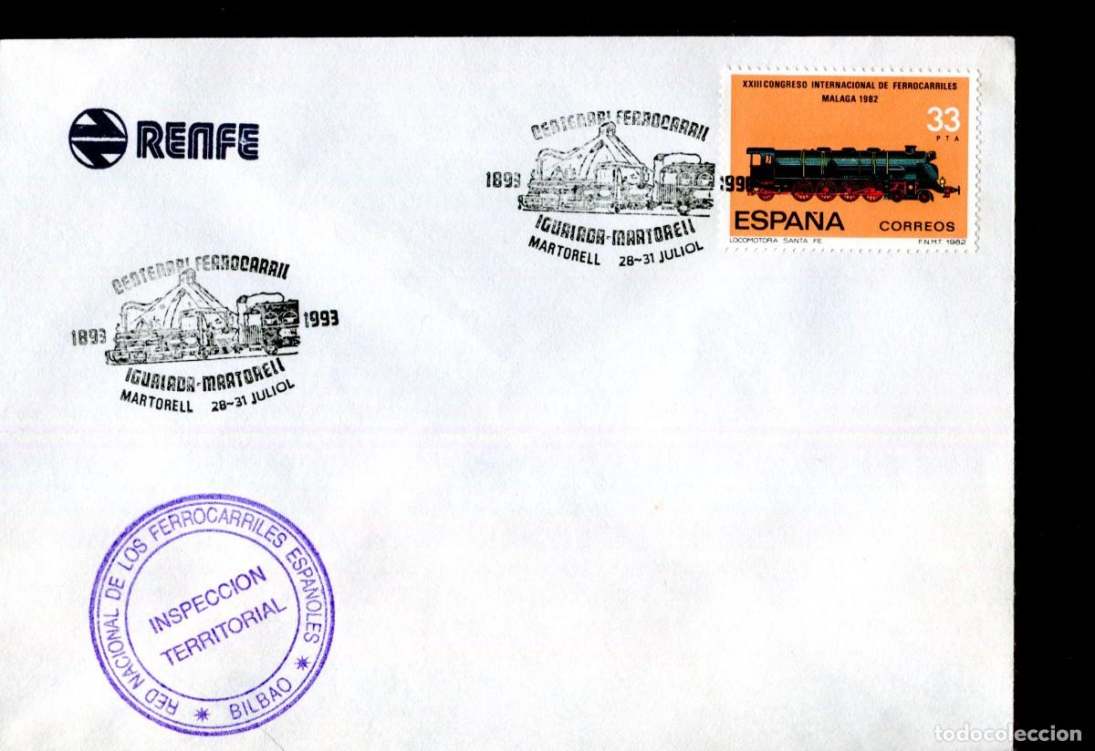 Sellos: TEMATICA TRENES - MATASELLOS CENTENARI FERROCARRIL -IGUALADA -MARTORELL - 1993