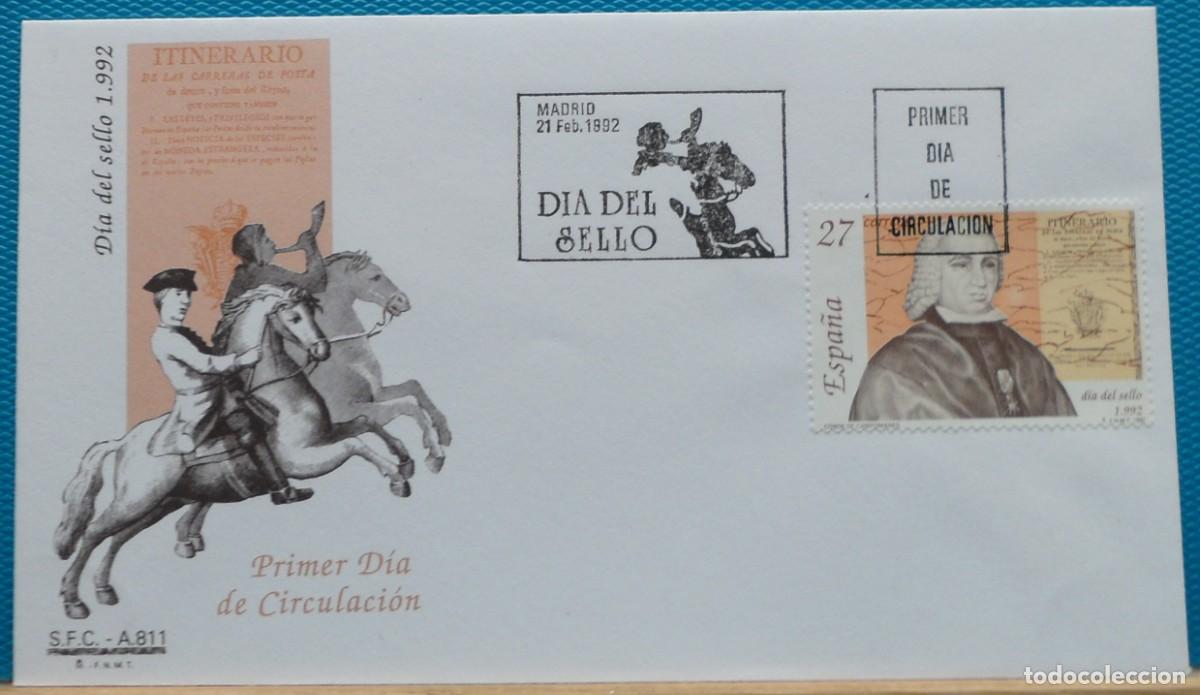 Sellos: 1992-ESPA&Ntilde;A-SOBRES PRIMER DIA-VER FOTOS-N&ordm;3154-DIA DEL SELLO