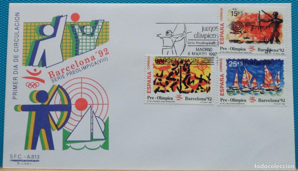 Sellos: 1992-ESPA&Ntilde;A-SOBRES PRIMER DIA-VER FOTOS-N&ordm;3157/9-BARCELONA 92-VIII SERIE PRE-OLIMPICA