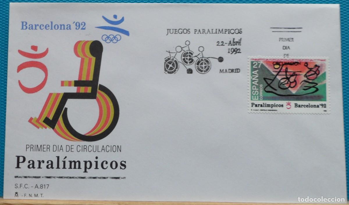 Sellos: 1992-ESPA&Ntilde;A-SOBRES PRIMER DIA-VER FOTOS-N&ordm;3192-JUEGOS PARALIMPICOS