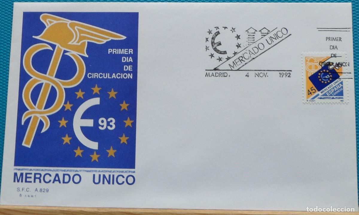 Sellos: 1992-ESPA&Ntilde;A-SOBRES PRIMER DIA-VER FOTOS-N&ordm;3226-MERCADO UNICO EUROPEO