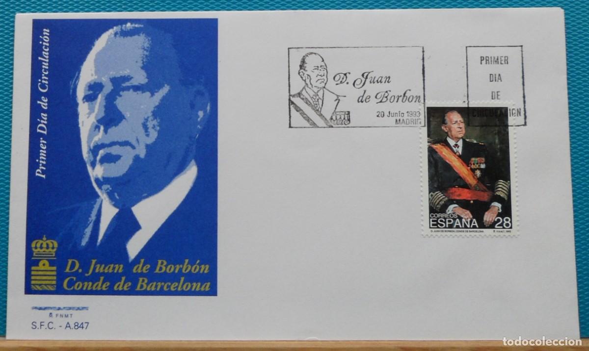 Sellos: 1993-ESPA&Ntilde;A-SOBRES PRIMER DIA-VER FOTOS-N&ordm;3264-DON N DE BORBON-CONDE DE BARCELONA