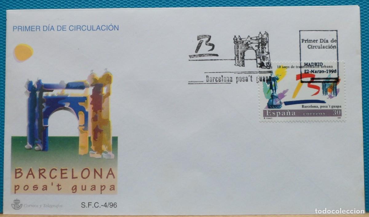 Sellos: 1996-ESPA&Ntilde;A-SOBRES PRIMER DIA-VER FOTOS-N&ordm;3411-BARCELONA PONTE GUAPA