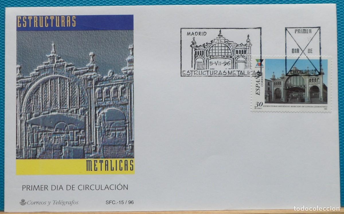 Sellos: 1996-ESPA&Ntilde;A-SOBRES PRIMER DIA-VER FOTOS-N&ordm;3444-ESTRUCTURAS METALICAS