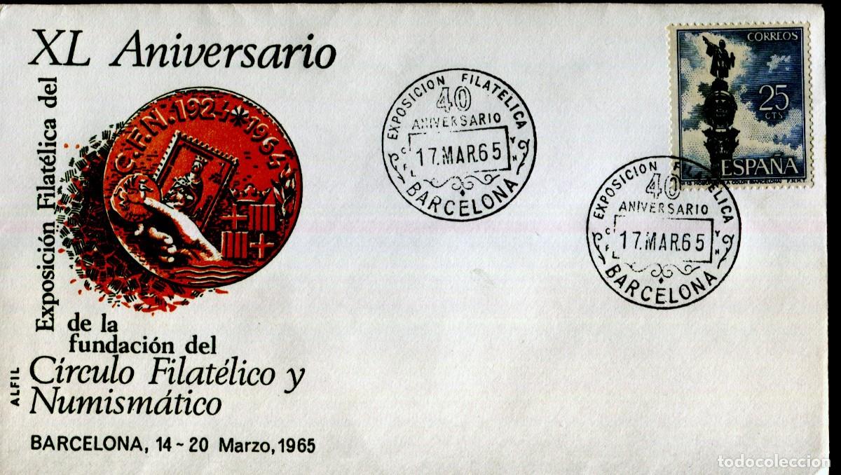 Sellos: SOBRE EXPOSICION XL ANIVERSARIO CIRCULO FILATELICO 1965 matasellos especial Sobre Alfil