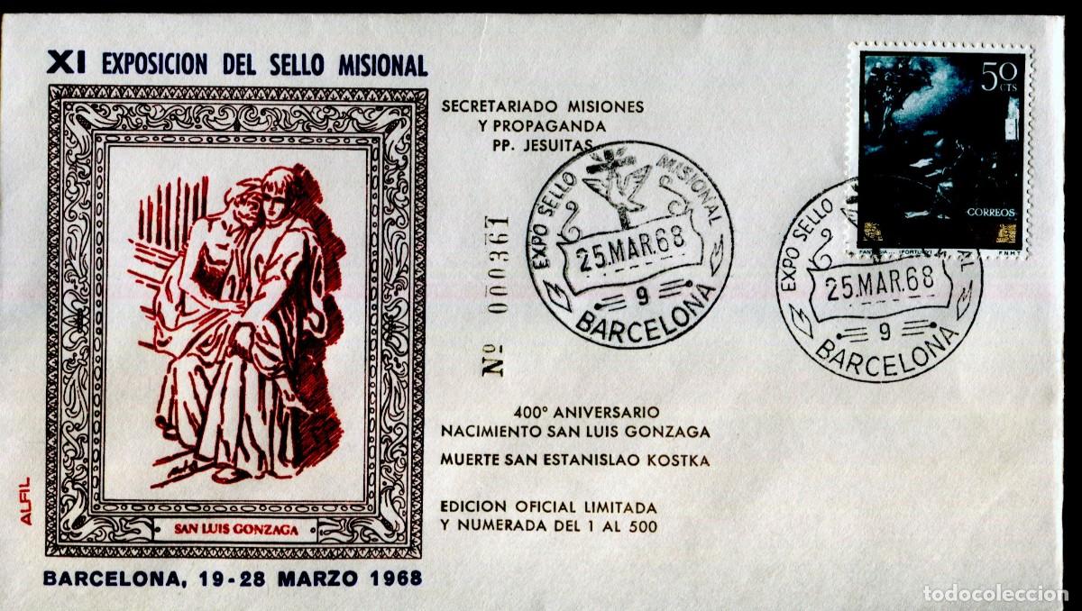 Sellos: A&ntilde;o 1968, sello misional (misiones), Alfil, sobre San Estanislao de Kostka. Edicion Oficial y Numera