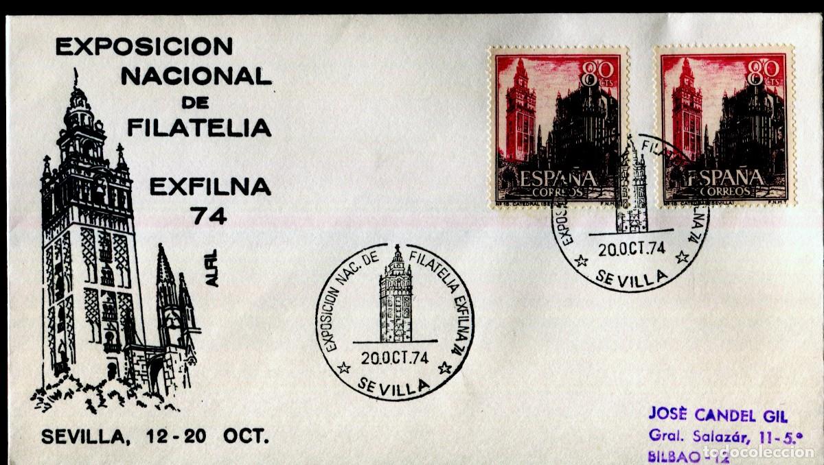 Sellos: 1974 SEVILLA , VIII FERIA NACIONAL DEL SELLO EXFILNA . SOBRE ALFIL