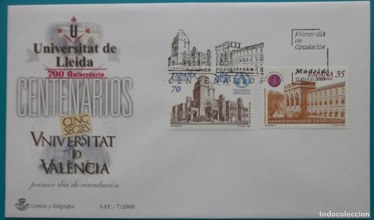Sellos: 2000-ESPA&Ntilde;A-SOBRES PRIMER DIA-VER FOTOS-N&ordm;3703/4-UNIVERSIDAD DE VALENCIA