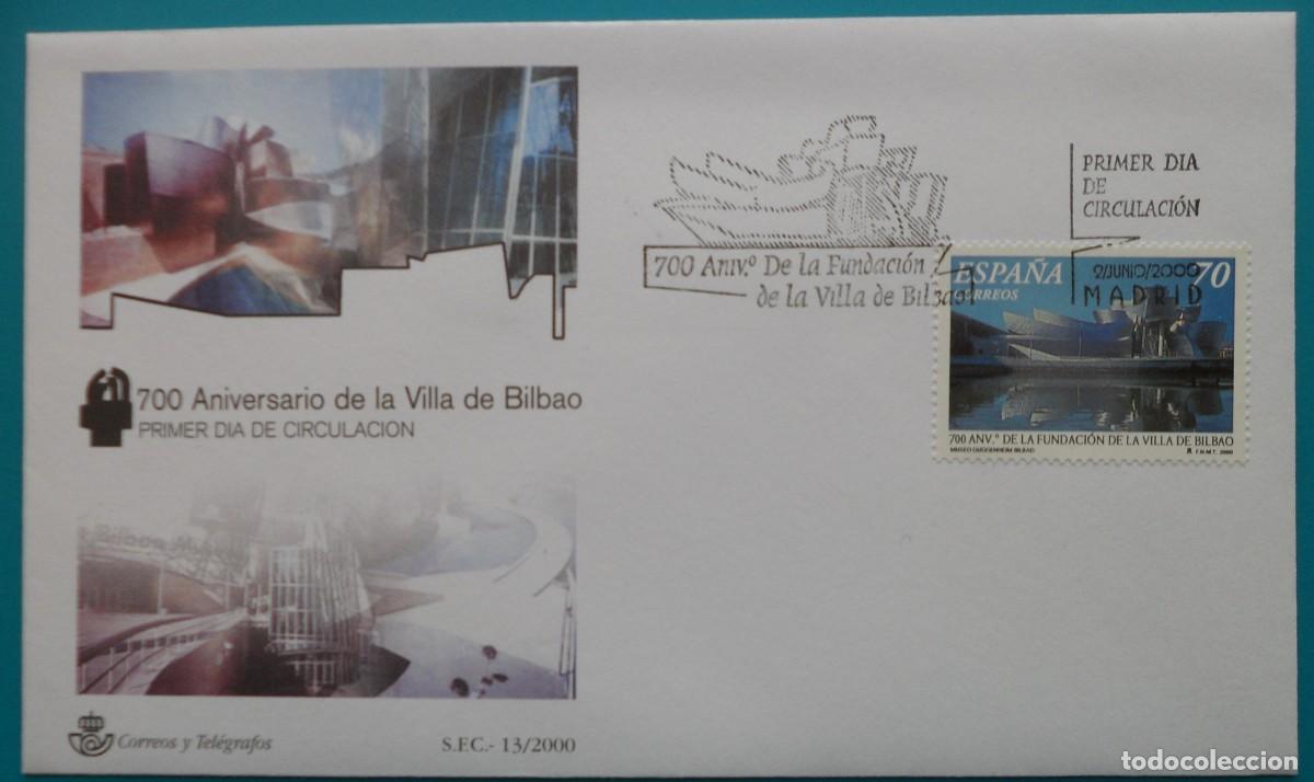 Sellos: 2000-ESPA&Ntilde;A-SOBRES PRIMER DIA-VER FOTOS-N&ordm;3714-700 ANIVERSARIO DE LA VILLA DE BILBAO