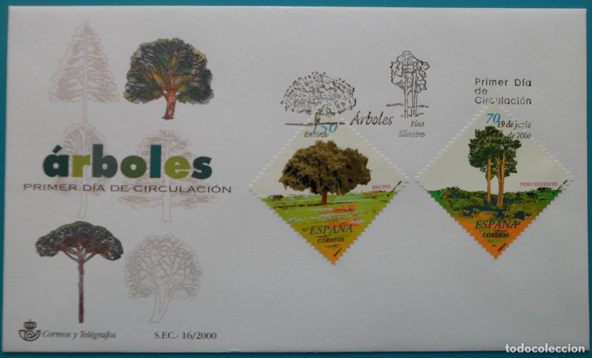Sellos: 2000-ESPA&Ntilde;A-SOBRES PRIMER DIA-VER FOTOS-N&ordm;3717/8-ARBOLES