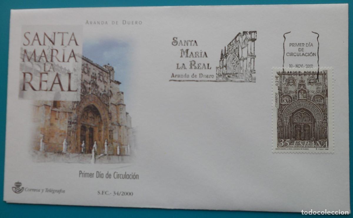 Briefmarken: 2000-ESPA&Ntilde;A-SOBRES PRIMER DIA-VER FOTOS-N&ordm;3771-IGLESIA SANTA MARIA LA REAL-ARANDA DEL DUERO