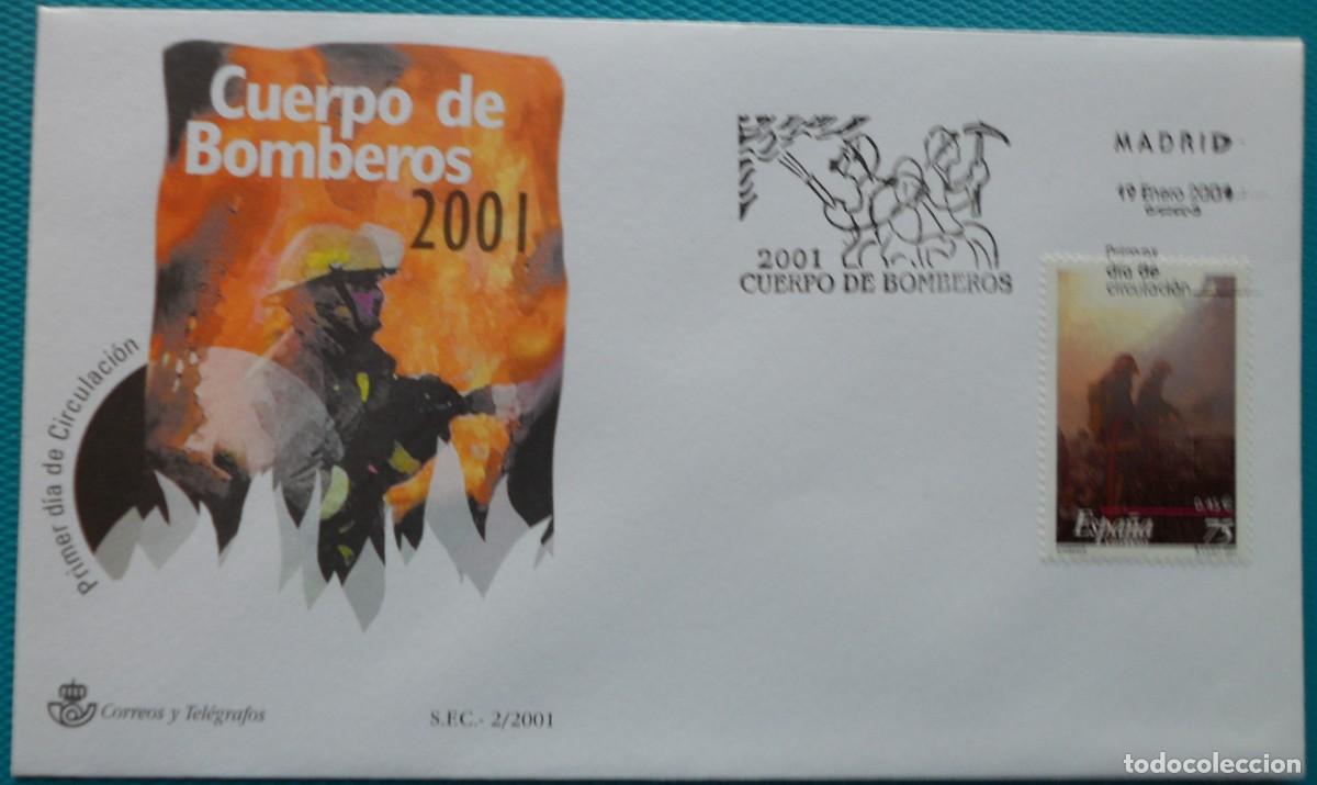 Sellos: 2001-ESPA&Ntilde;A-SOBRES PRIMER DIA-VER FOTOS-N&ordm;3777-CUERPO DE BOMBEROS