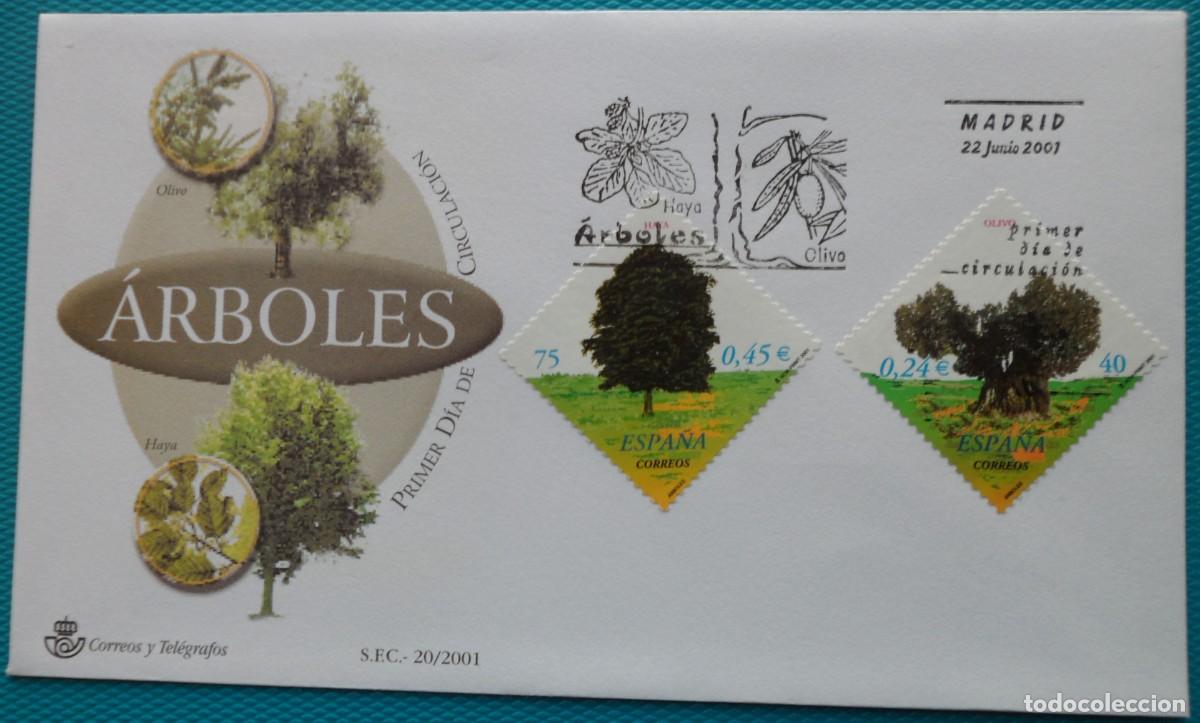 Sellos: 2001-ESPA&Ntilde;A-SOBRES PRIMER DIA-VER FOTOS-N&ordm;3803/4-ARBOLES