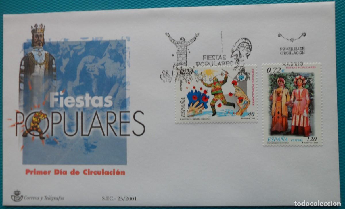 Sellos: 2001-ESPA&Ntilde;A-SOBRES PRIMER DIA-VER FOTOS-N&ordm;3806/7-FIESTAS POPULARES