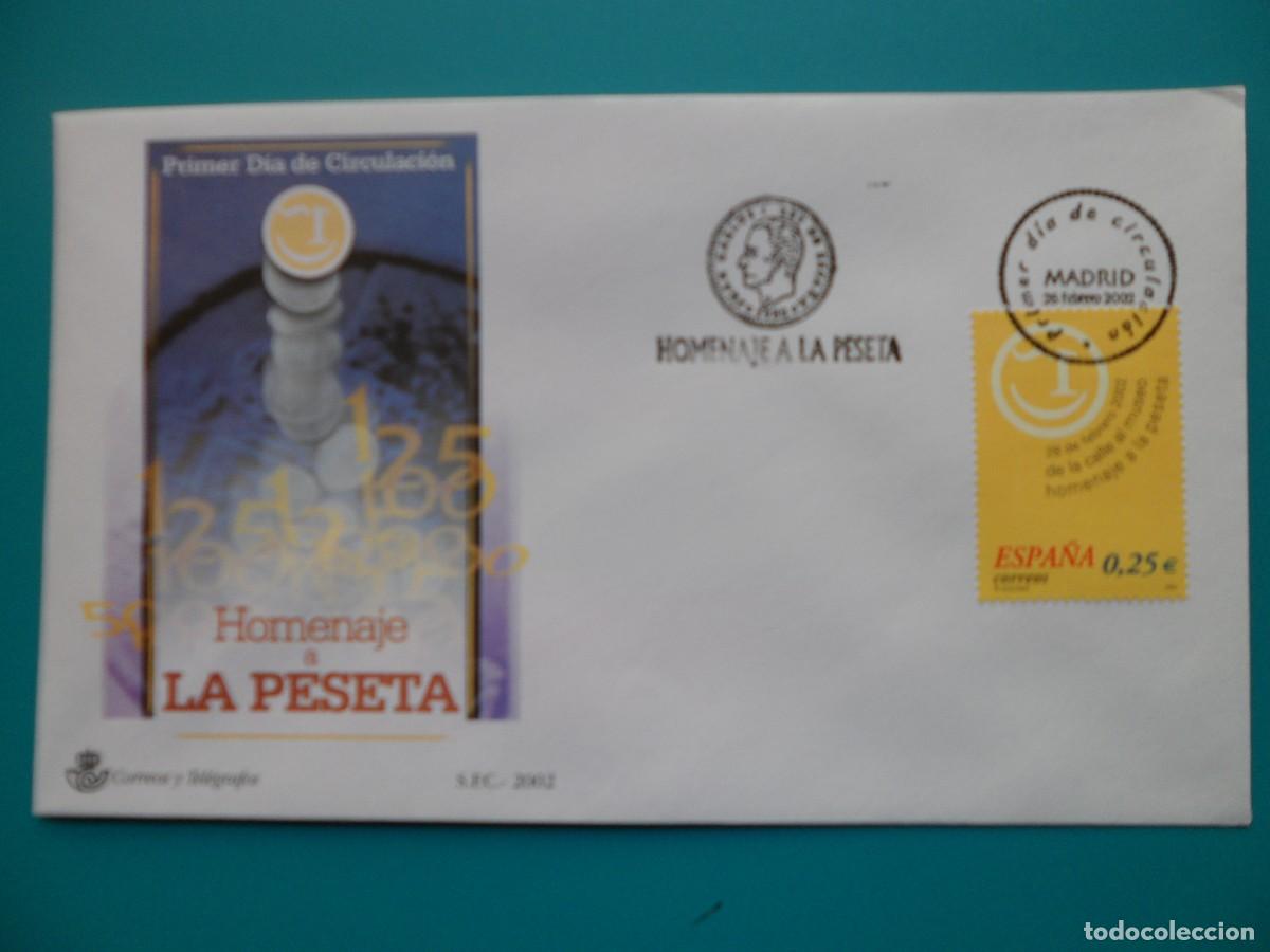 Sellos: 2002-ESPA&Ntilde;A-SOBRES PRIMER DIA-VER FOTOS-N&ordm;3883-HOMENAJE A LA PESETA
