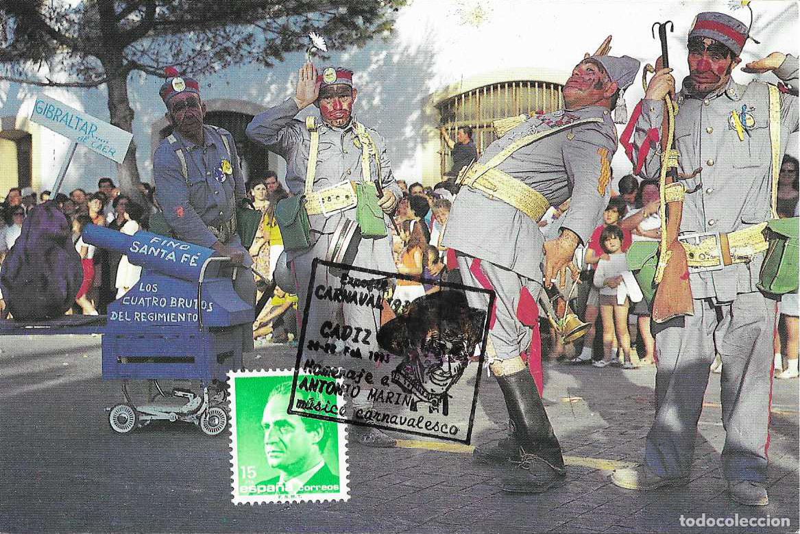 Sellos: CARNAVALES CARNAVAL HOMENAJE A ANTONIO MARIN MORALES CADIZ 1993 MATASELLOS TARJETA LOS CUATRO BRUTOS