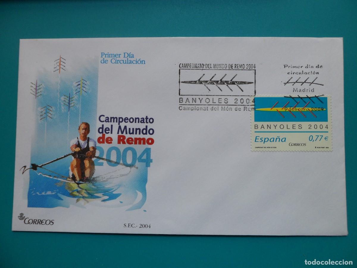 Sellos: 2004-ESPA&Ntilde;A-SOBRES PRIMER DIA-VER FOTOS-N&ordm;4064-CAMPEONATO DEL MUNDO DE REMO