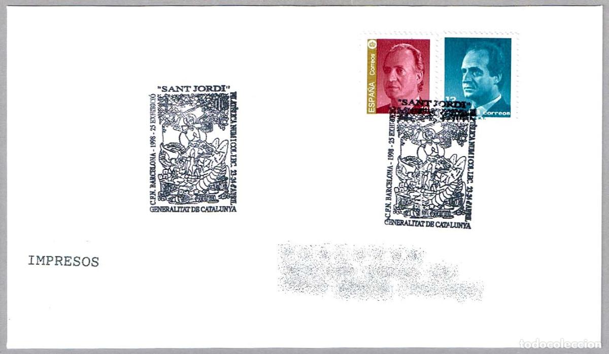 Sellos: Matasellos EXP.FILATELICA SANT JORDI. Barcelona 1998