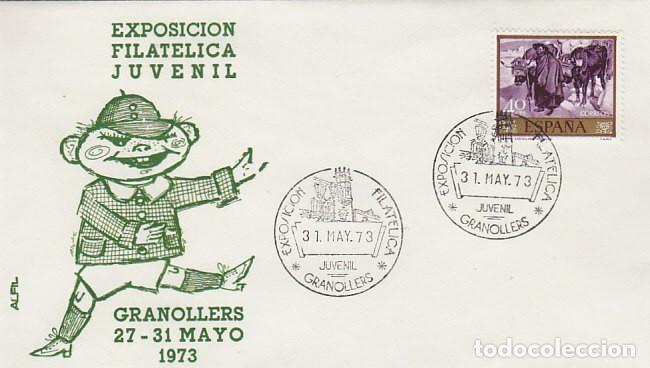 Sellos: A&Ntilde;O 1973, Granollers, exposici&oacute;n filatelico juvenil, SOBRE DE ALFIL