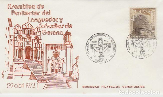 Sellos: A&Ntilde;O 1973, GERONA, SEMANA SANTA, ASAMBLEA DE PENITENTES, SOBRE DE ALFIL