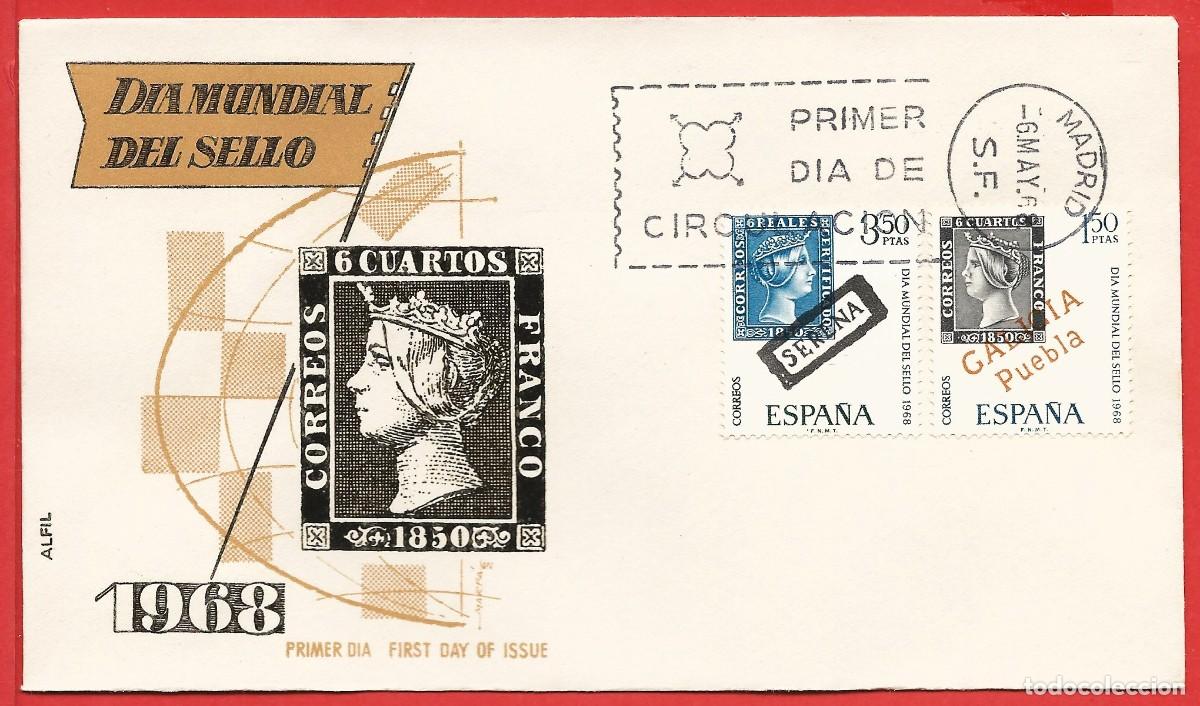 Sellos: Espa&ntilde;a 1968 - FDC : Mi 1756 y 1757 - YT 1521 y 1522 - D&iacute;a mundial del Sello