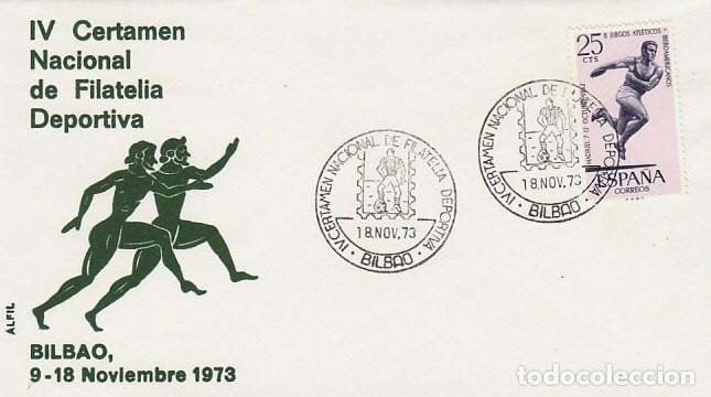 Sellos: A&Ntilde;O 1973, FUTBOL, CERTAMEN DE FILATELIA DEPORTIVA EN BILBAO, SOBRE DE ALFIL