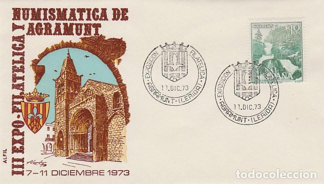 Sellos: A&Ntilde;O 1973, AGRAMUNT (LERIDA), SU ESCUDO, SOBRE DE ALFIL