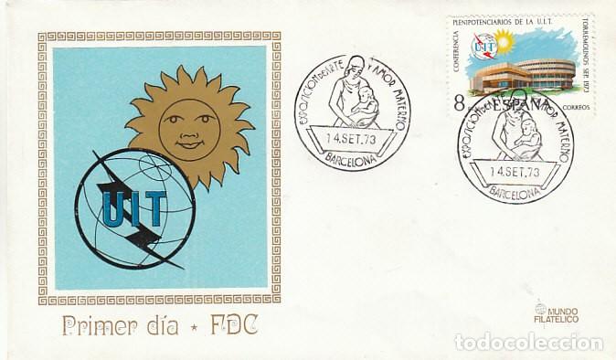 Sellos: EDIFIL 2145, CONFERENCIA PLENIPOTENCIARIOS UIT, MATASELLO EXPOSICION DE 14-9-1973 MUNDO FILATELICO