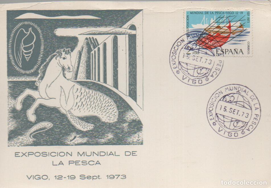 Sellos: EDIFIL 2144, EXPOSICI&Oacute;N MUNDIAL DE PESCA EN VIGO, MATASELLO ESPECIAL DE VIGO DE 14-9-1973