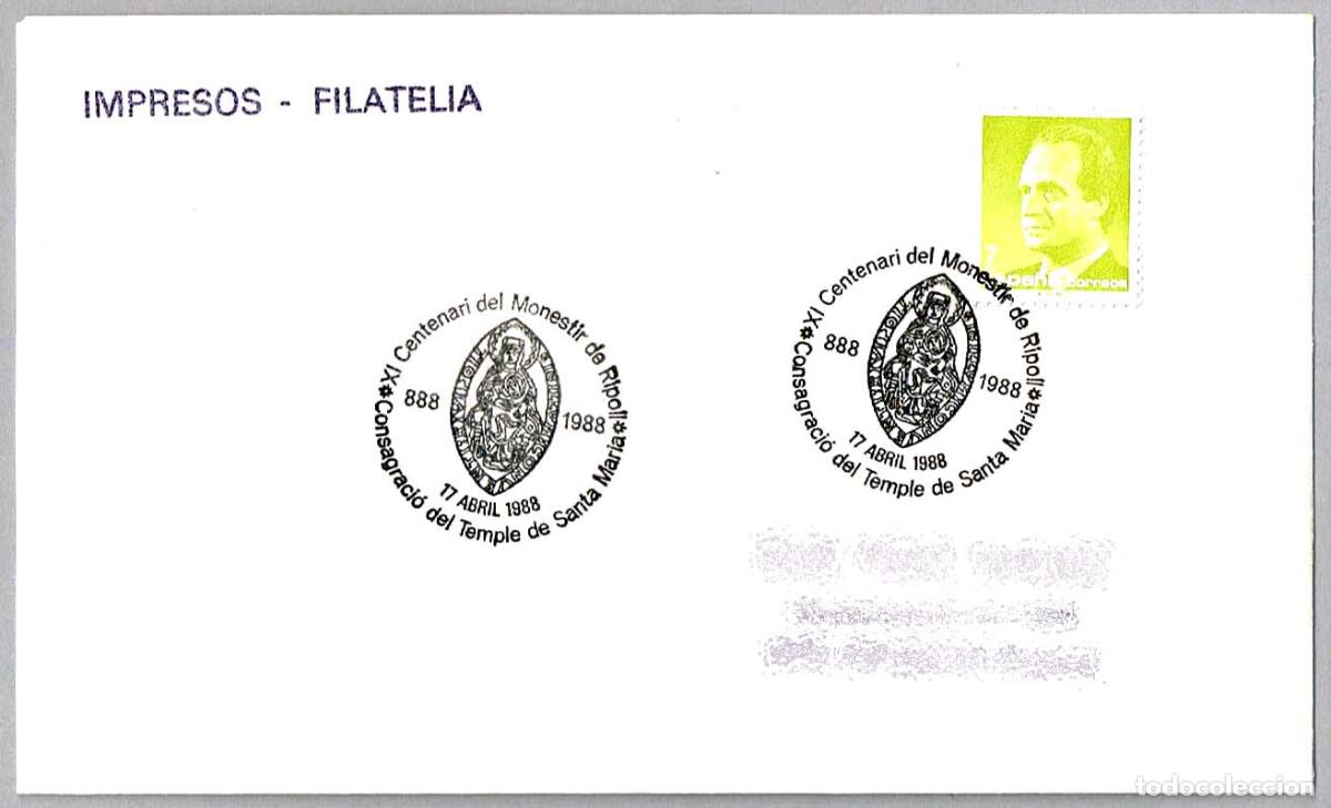 Sellos: Matasellos XI CENTENARIO DEL MONASTERIO DE RIPOLL. Ripoll, Girona, 1988